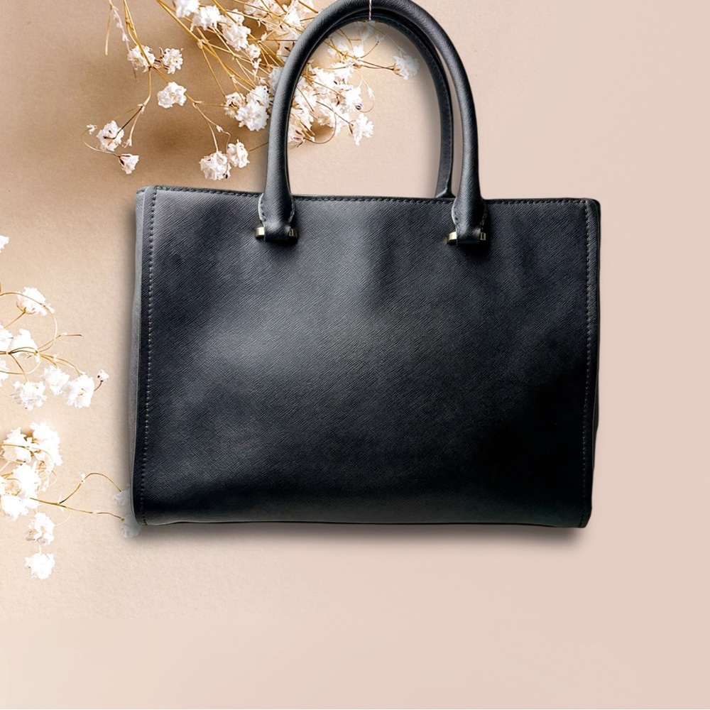 🧡🖤Michael Kors Black Leather Tote Bag🖤🧡 - Picture 2 of 15